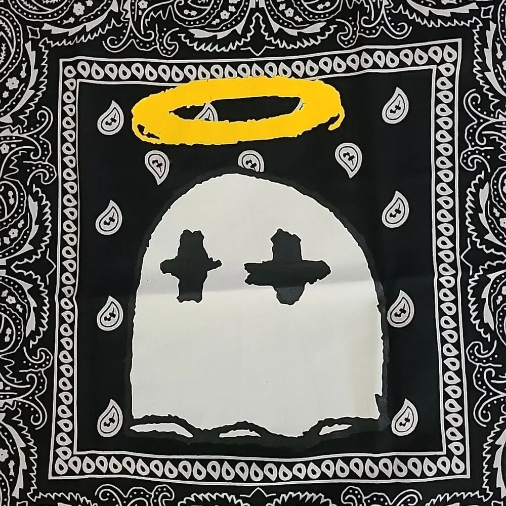 BWOOD NYC BANDANA BLACK GHOST RARE NY 2020 LIVE GOONEY DIE SAINT 100% COTTON ART